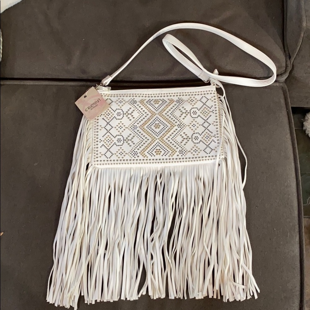 Studded purse with tassels